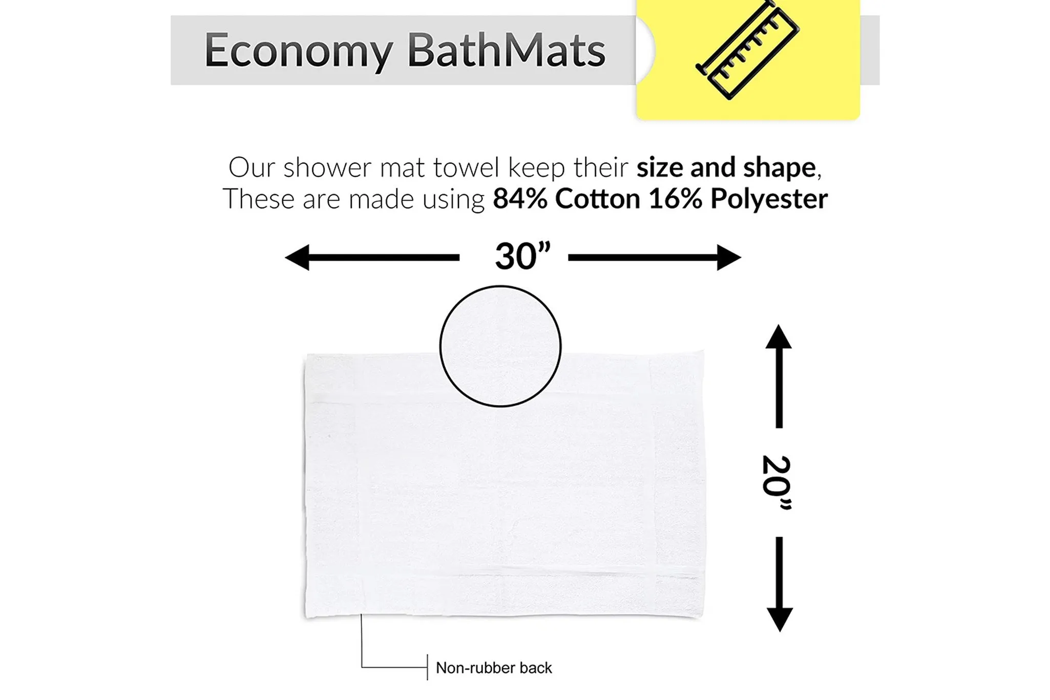 120 New White Cotton Blend Economy 20X30 Inches Hotel Bath Mats