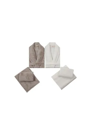 6 Pieces 100% Cotton Migel Bathrobe Set Ecru-beige