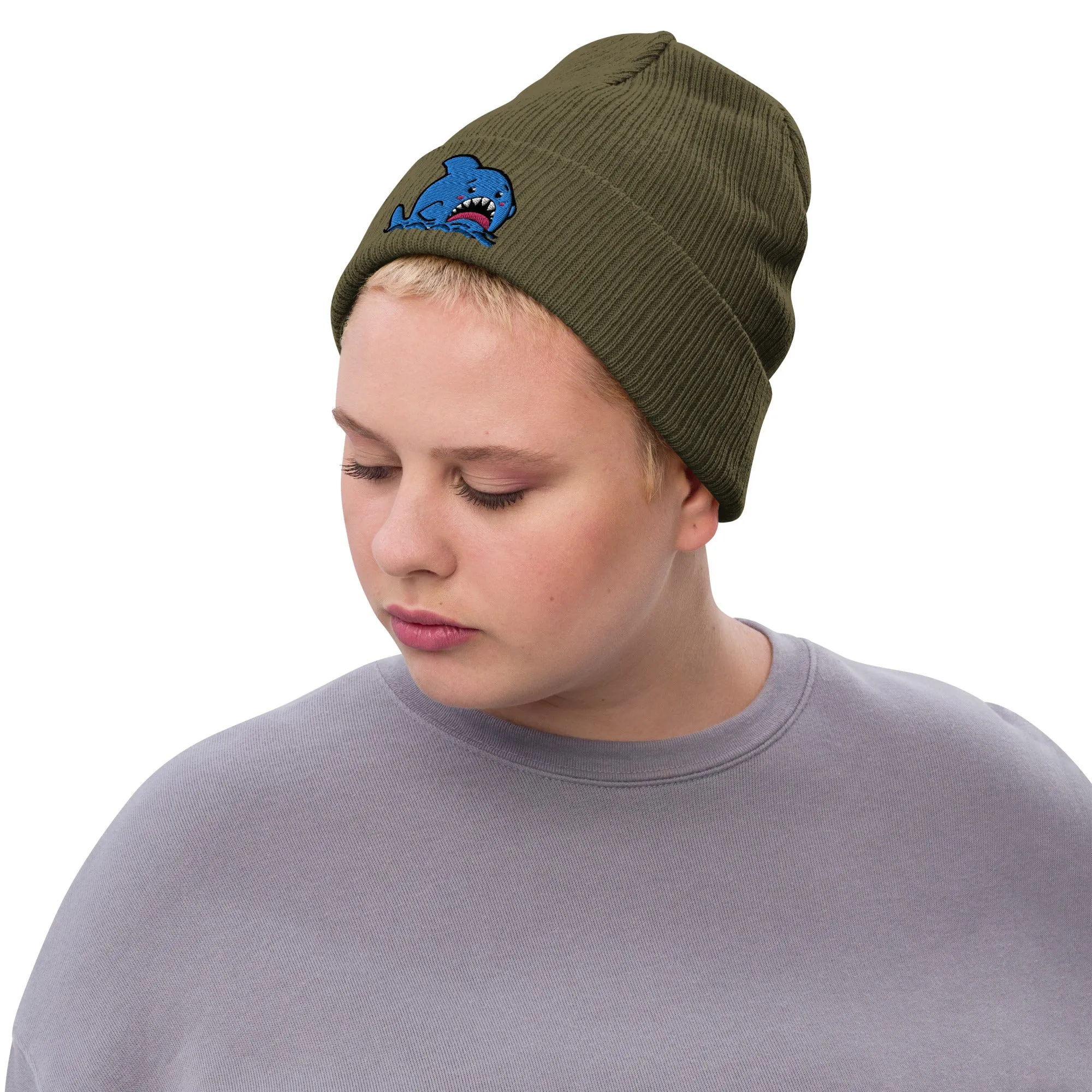 Anxious Shark Classic Ribbed knit beanie