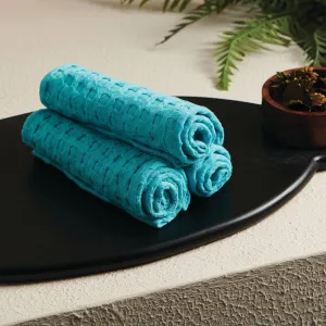 Aqua Textured Waffle Face Towel