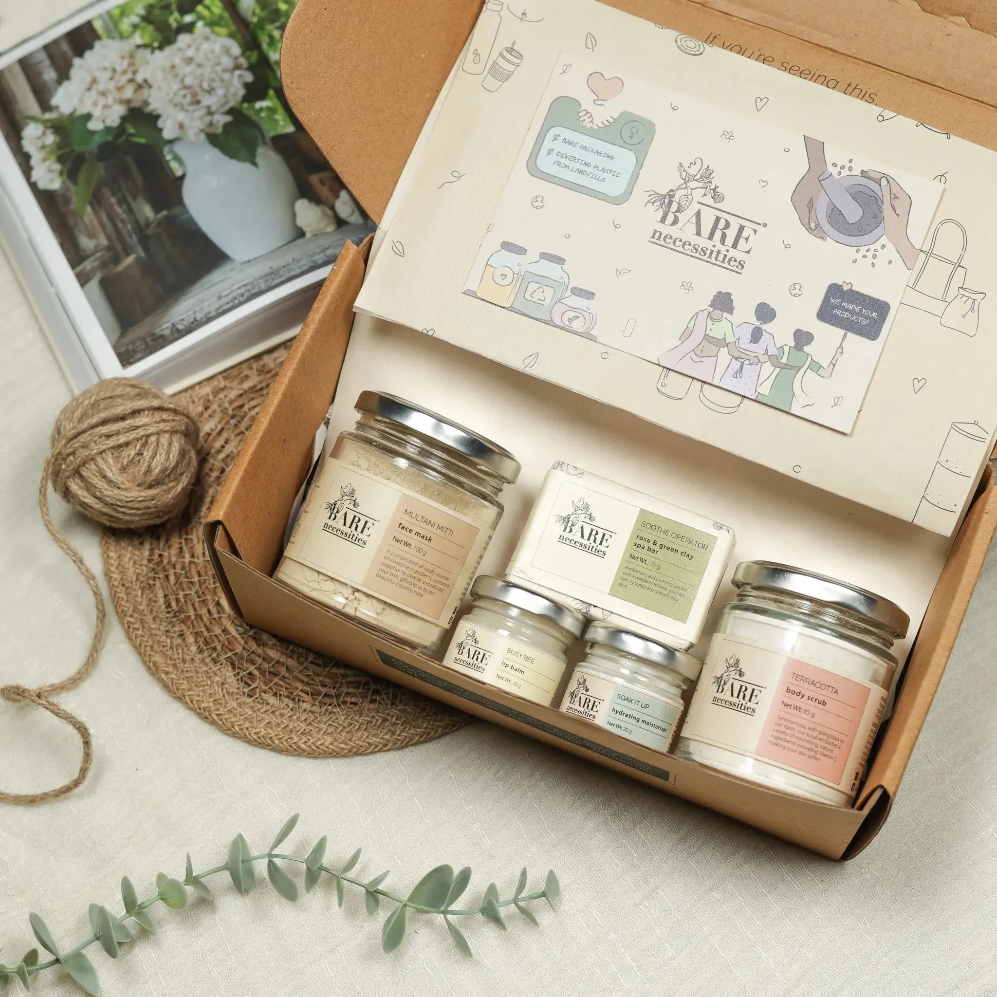 Bare Necessities Glow Naturally Skincare Gift Hamper | Handcrafted Luxury Diwali Gift Hamper | Premium Diwali Skin Care Kit