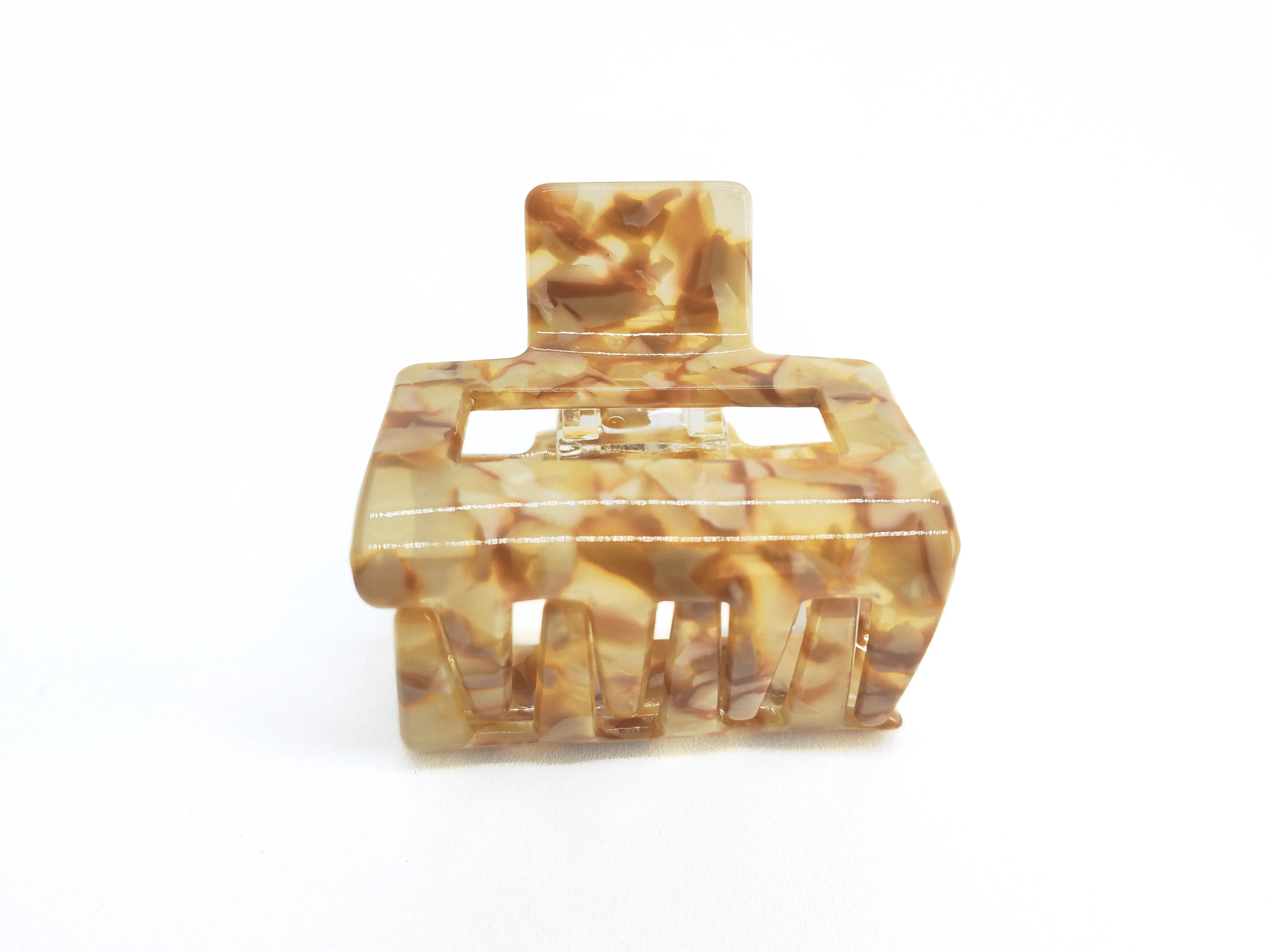 Beige Mocha Marble Square Hair Claw Clip