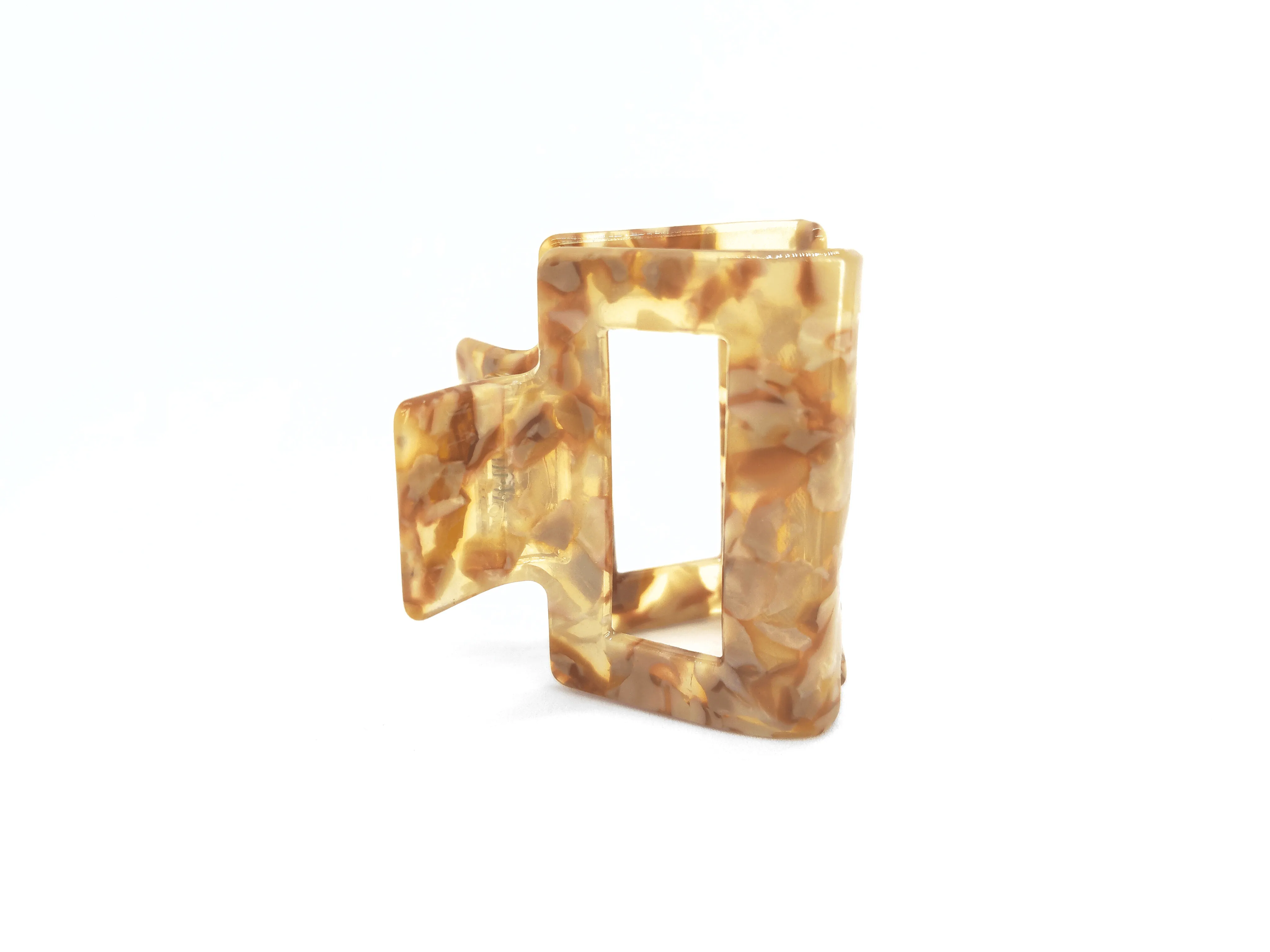 Beige Mocha Marble Square Hair Claw Clip