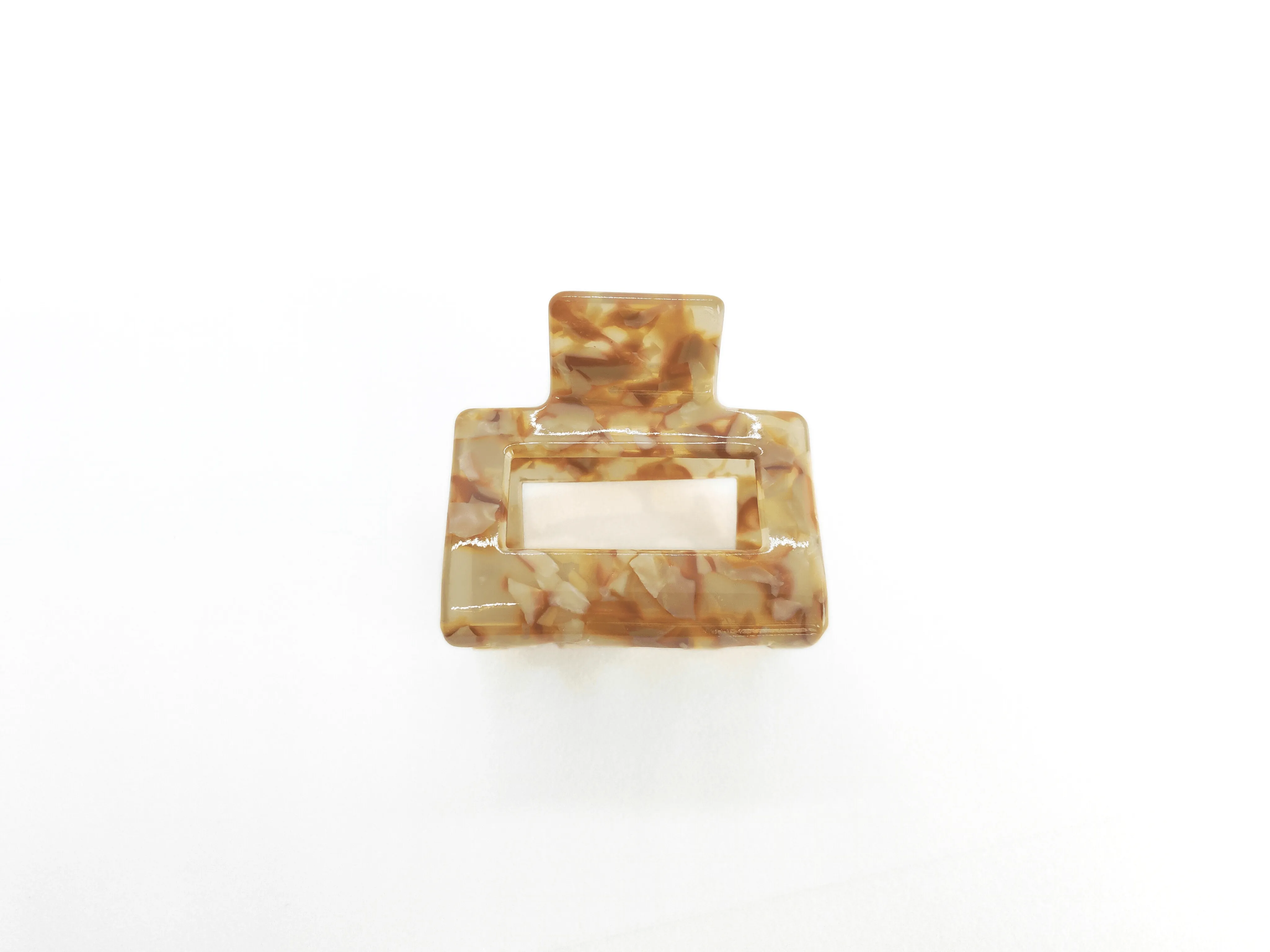 Beige Mocha Marble Square Hair Claw Clip