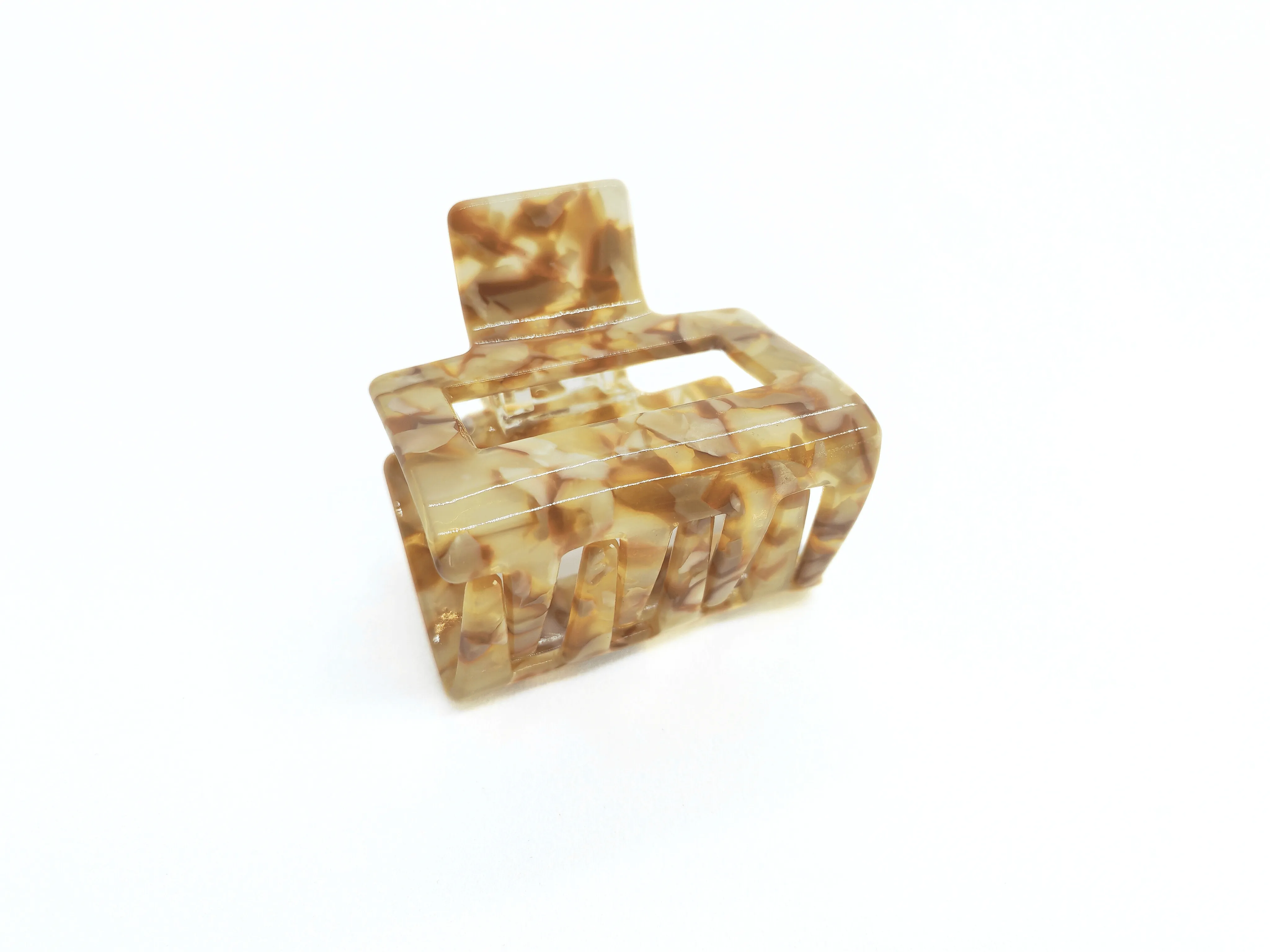 Beige Mocha Marble Square Hair Claw Clip
