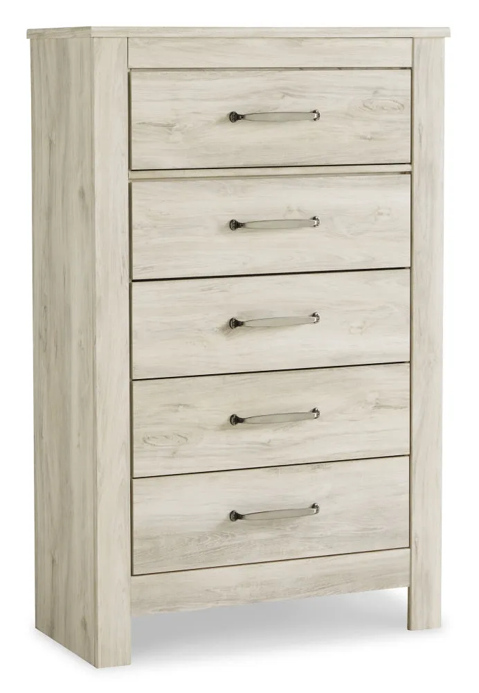 Bellaby Queen Panel Bed with Mirrored Dresser, Chest and Nightstand