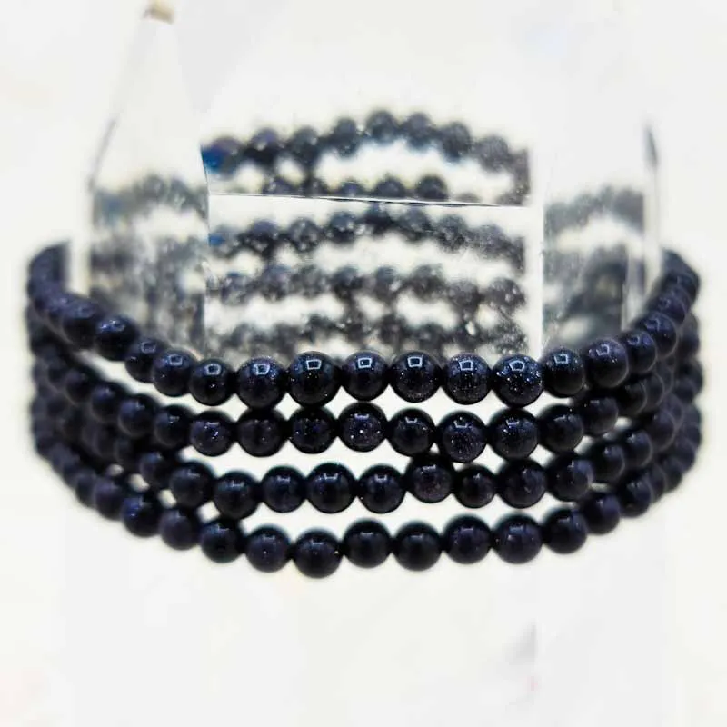 Blue Goldstone Beaded Bracelet | Health, Calm, Acceptance | 6mm