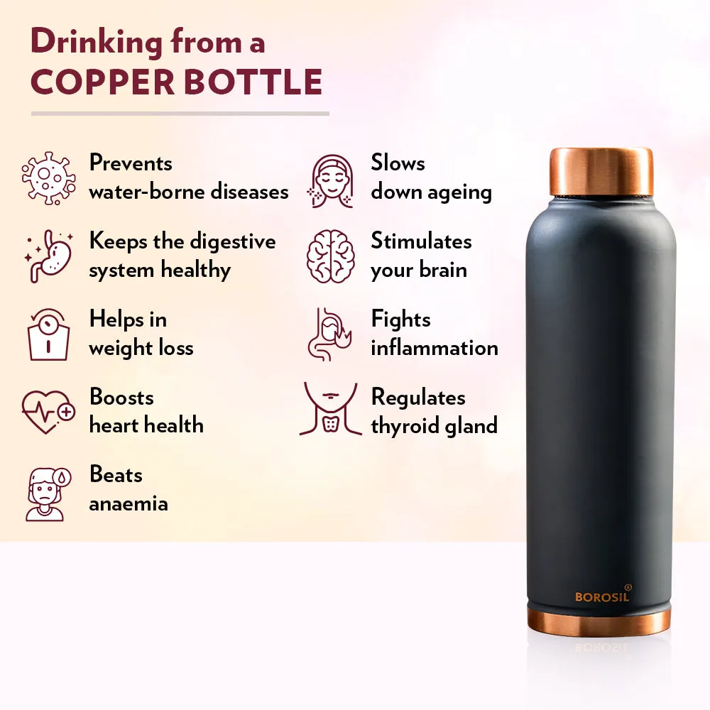 Borosil Eco Copper Bottle, Grey