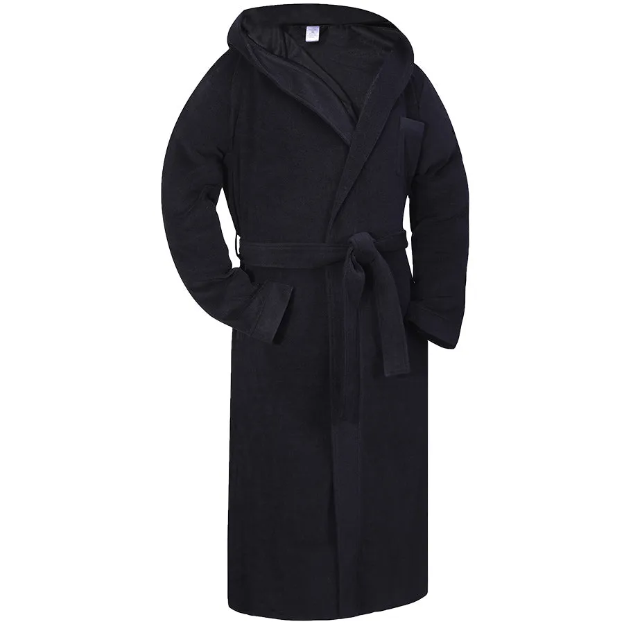 Boys Lightweight Black Terry Bathrobe