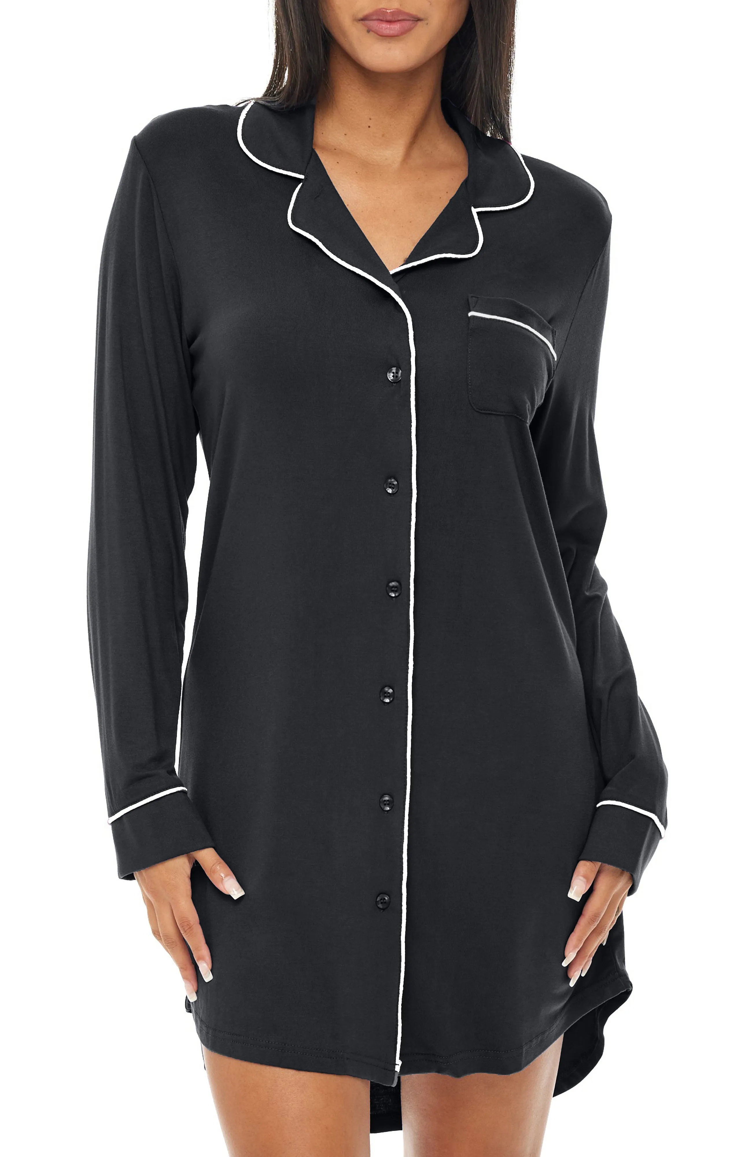 Classic Boyfriend Sleep Shirt, Lightweight Nightgown Pajama Top, Nightshirt