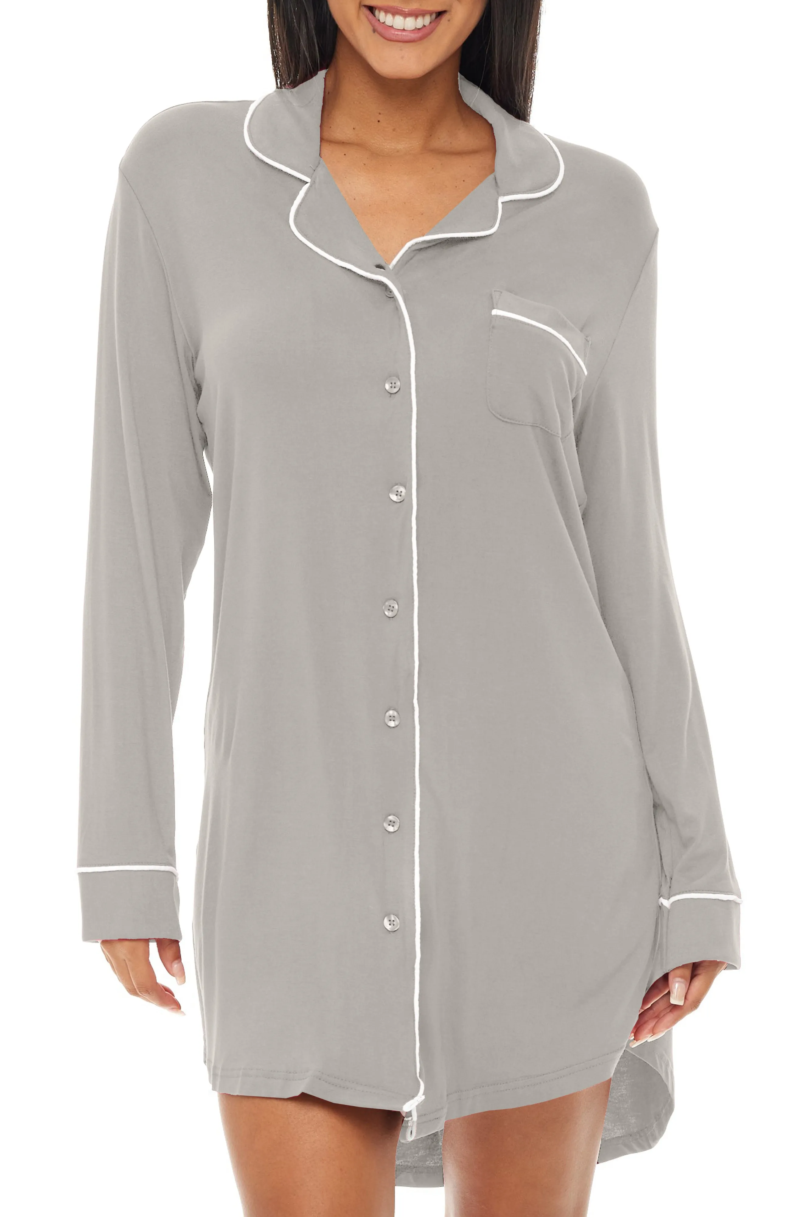Classic Boyfriend Sleep Shirt, Lightweight Nightgown Pajama Top, Nightshirt