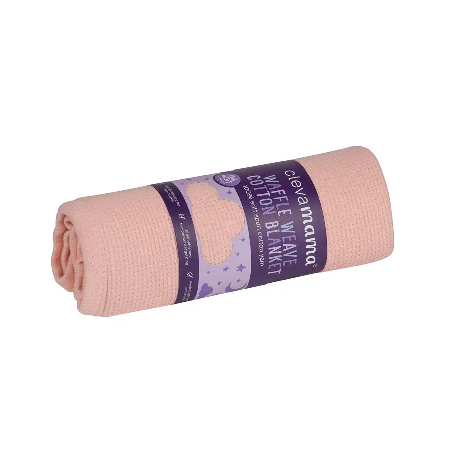 Clevamama Waffle Weave Cotton Blanket Crib/Moses Basket 70 x 90 cm (Coral)