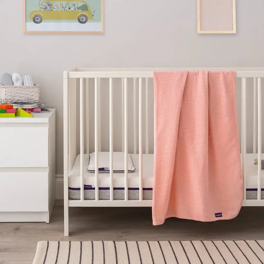 Clevamama Waffle Weave Cotton Blanket Crib/Moses Basket 70 x 90 cm (Coral)