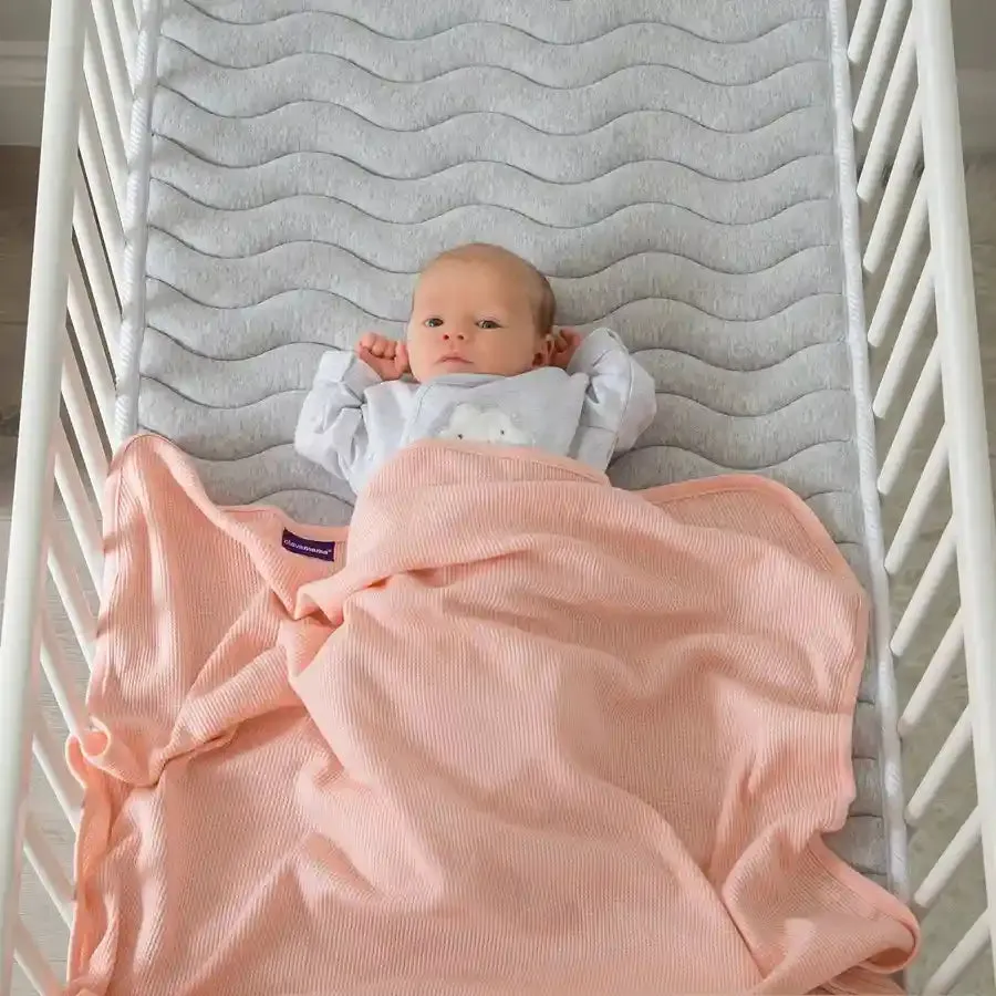 Clevamama Waffle Weave Cotton Blanket Crib/Moses Basket 70 x 90 cm (Coral)