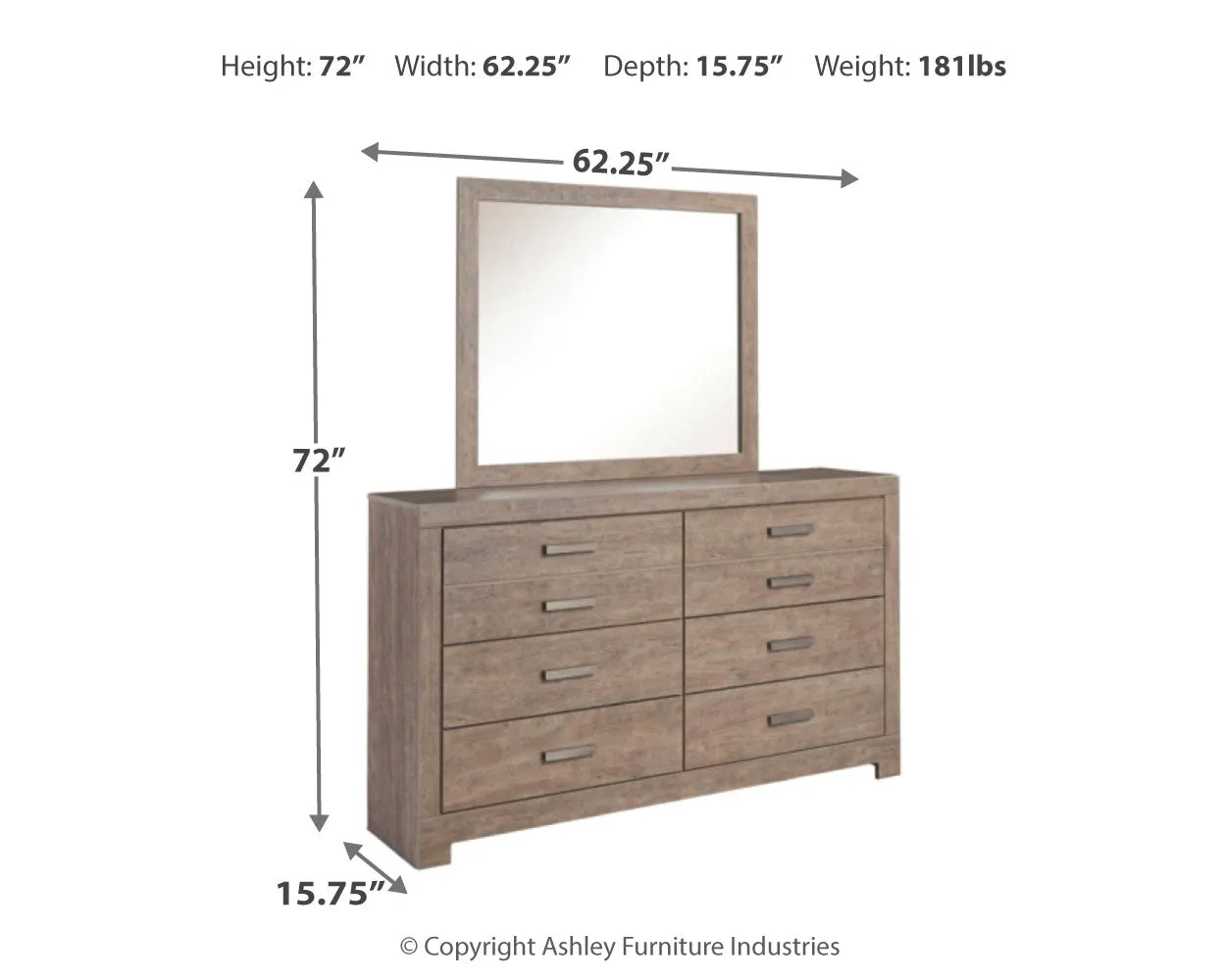 Culverbach Full Panel Bed with Mirrored Dresser and Chest in Gray
