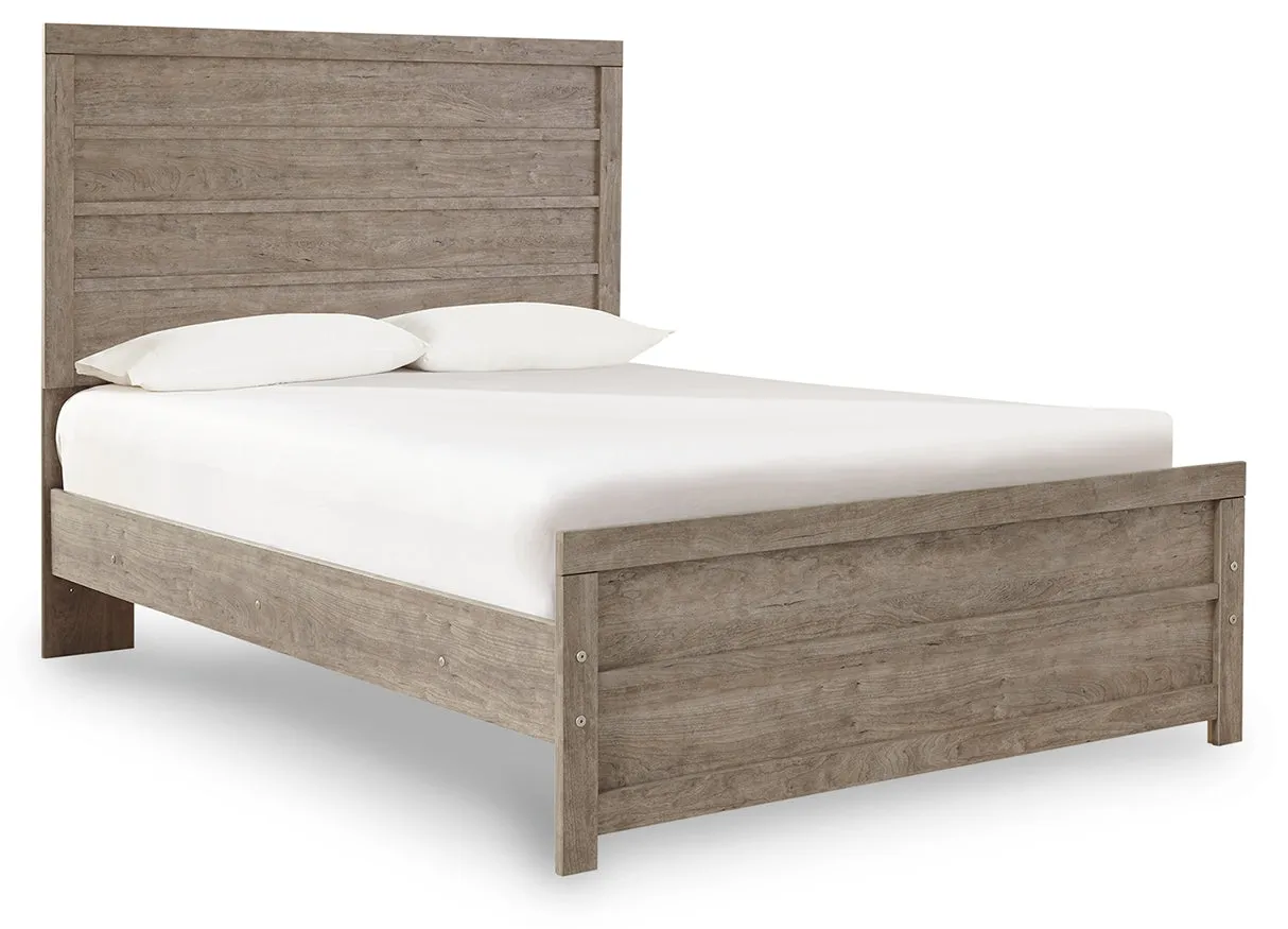 Culverbach Full Panel Bed with Mirrored Dresser and Chest in Gray