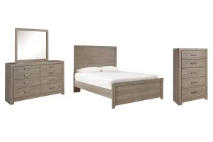 Culverbach Full Panel Bed with Mirrored Dresser and Chest in Gray