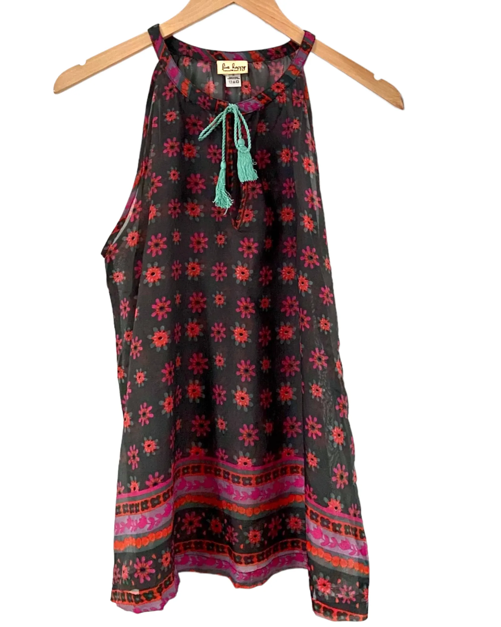 Dark Winter Floral Print Sleeveless Top