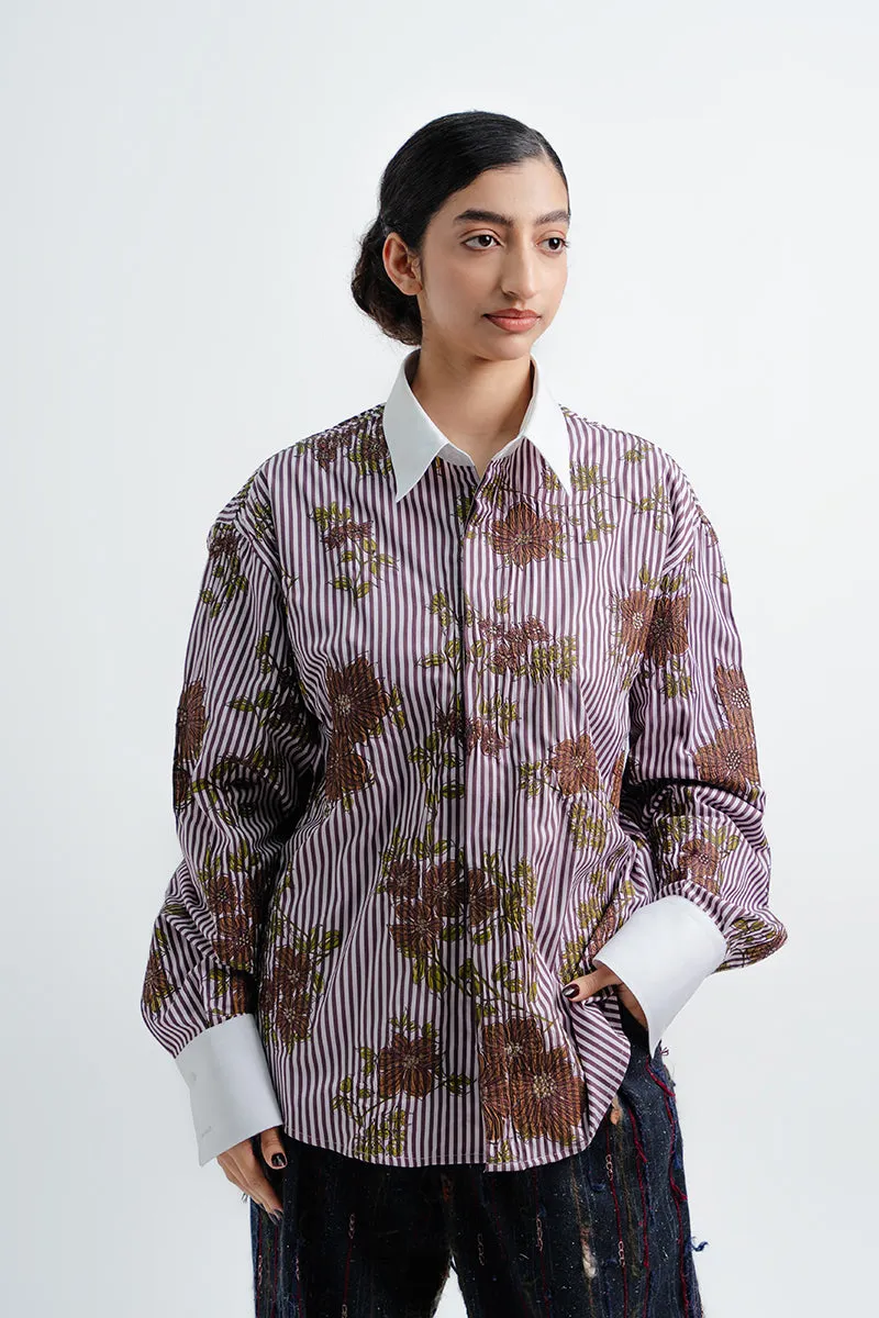 'DUNYA' Striped Button-up Shirt