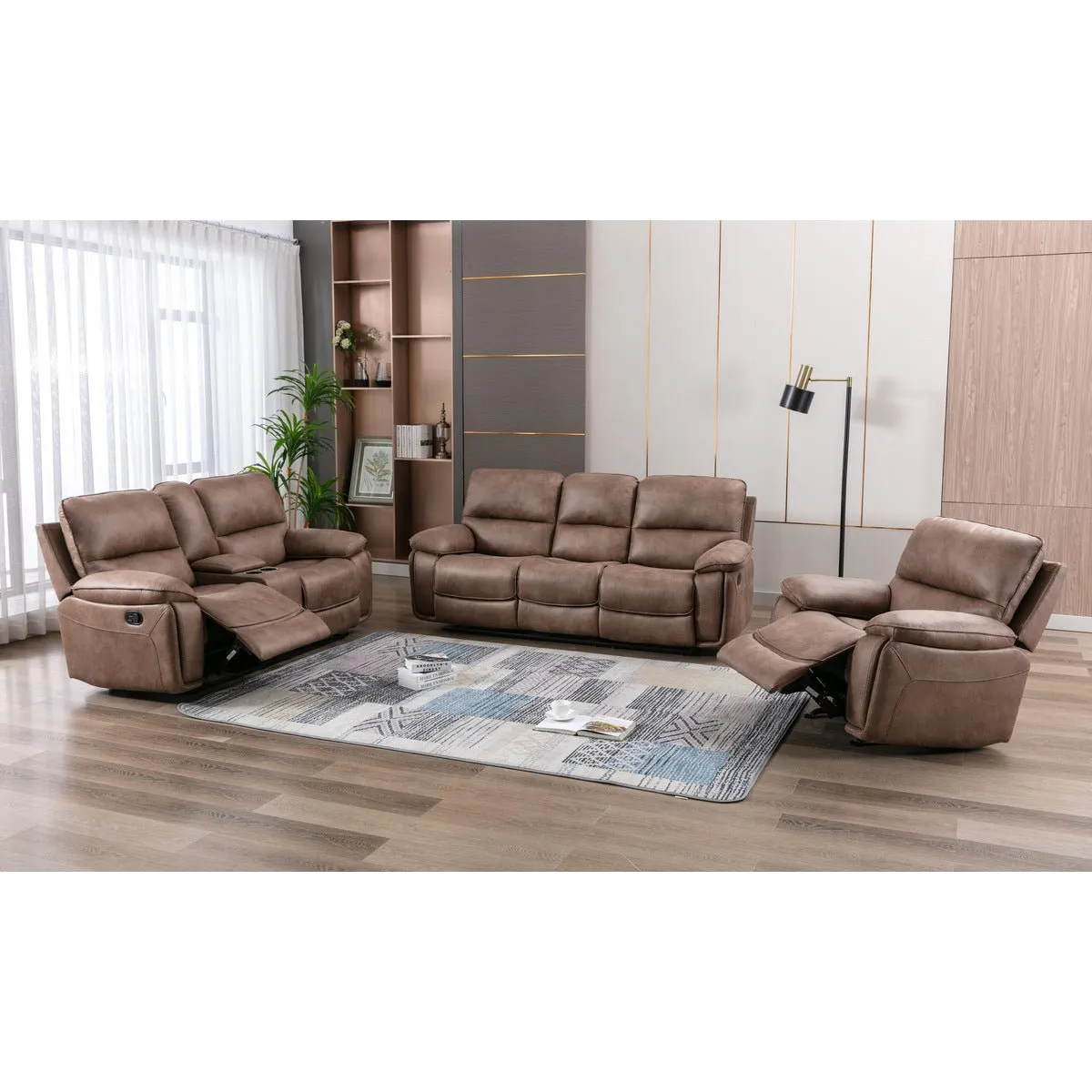 Easton Brown Reclining Loveseat with Center Console