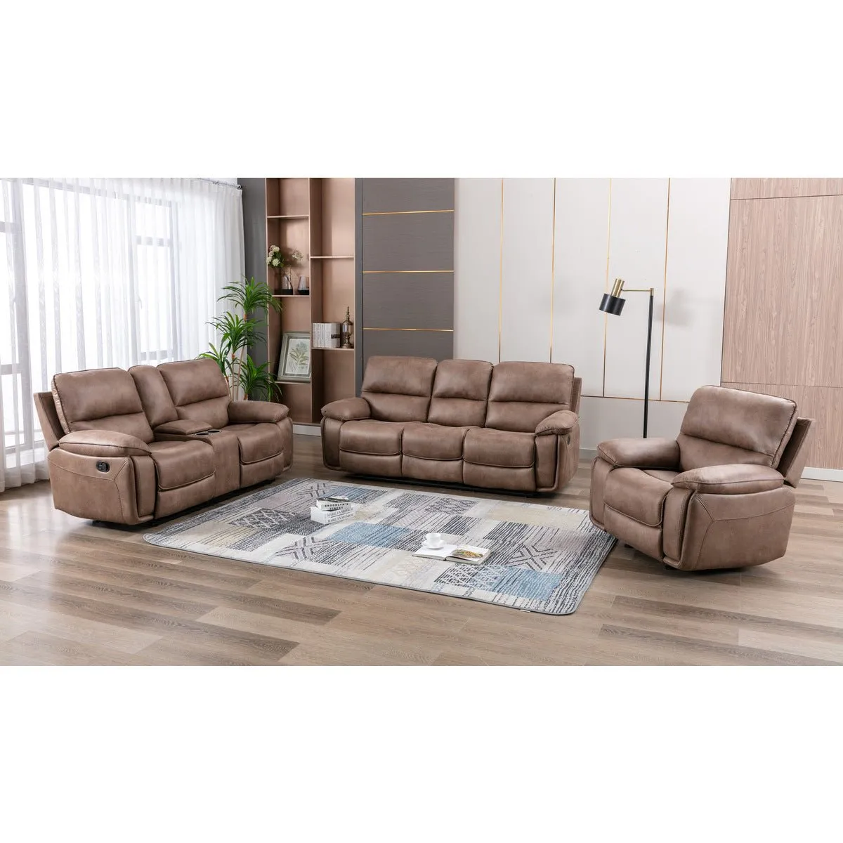Easton Brown Reclining Loveseat with Center Console
