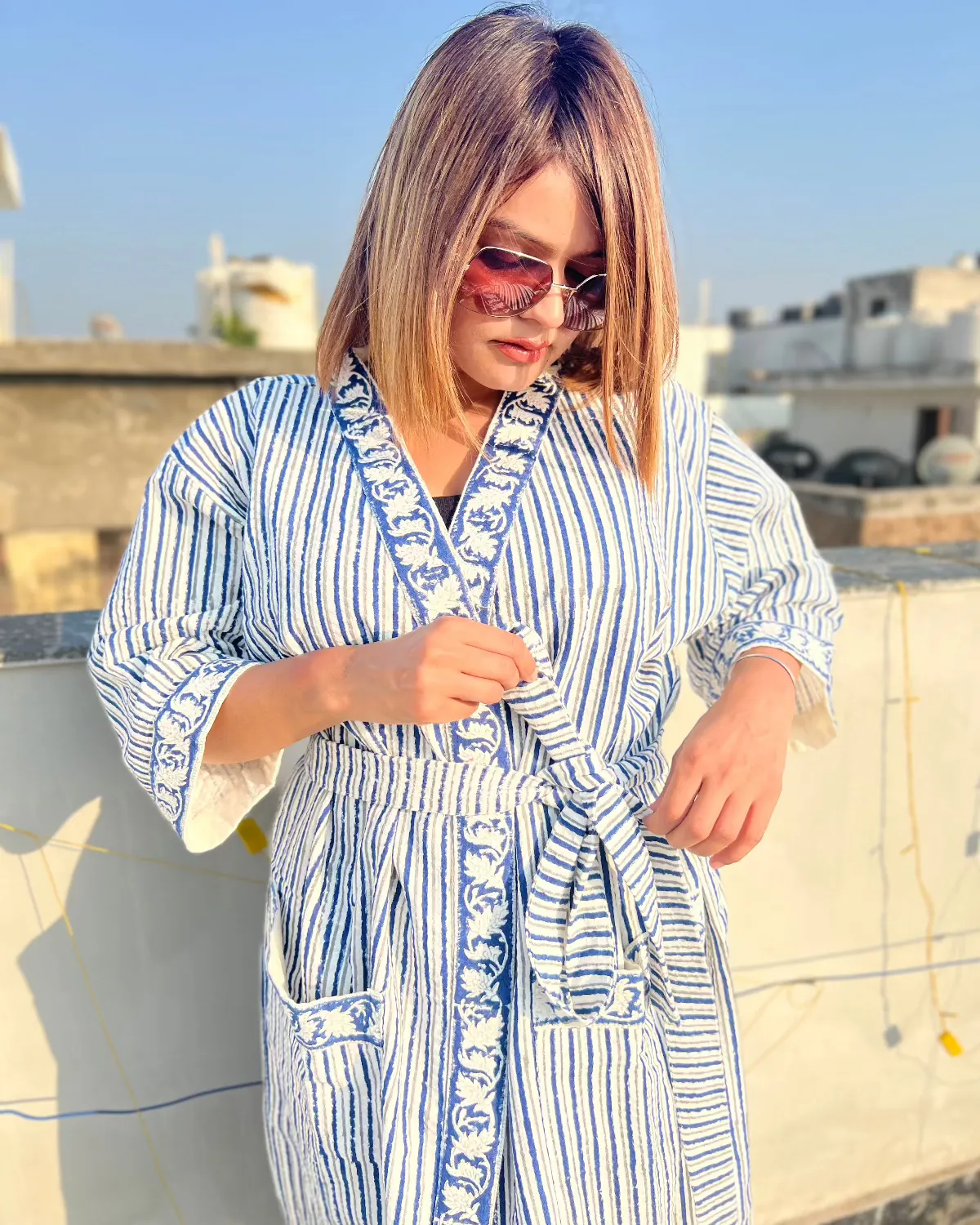 Eden Wrap Waffle Cotton Bath Robe
