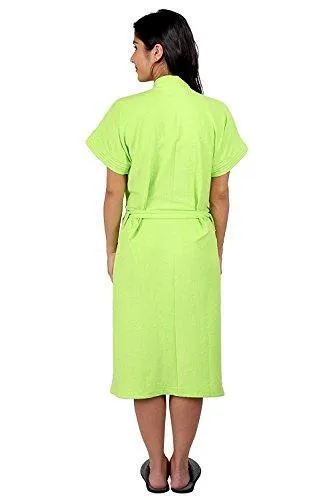 FeelBlue Cotton Women's Bathrobes (Green Free Size)