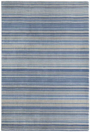 Fine Stripes Blue Wool Rug