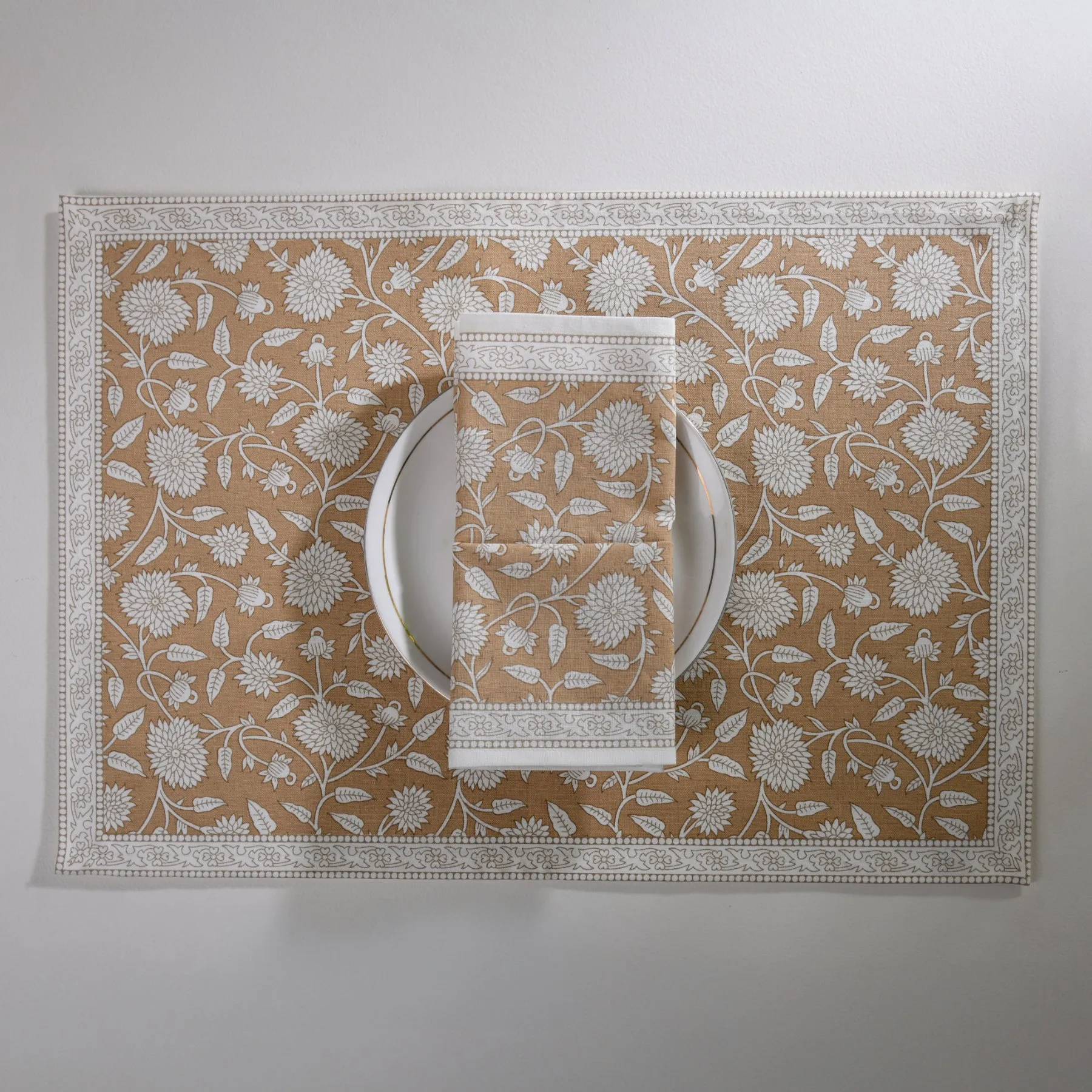 Flower Jaal Beige Napkin Set - 6 pieces