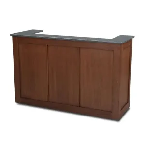 Forbes Industries 5789-5 61" Hardwood Mobile Bar - 5 ft Traditional Shape, Stainless Steel Work Counter and Sink with Drain