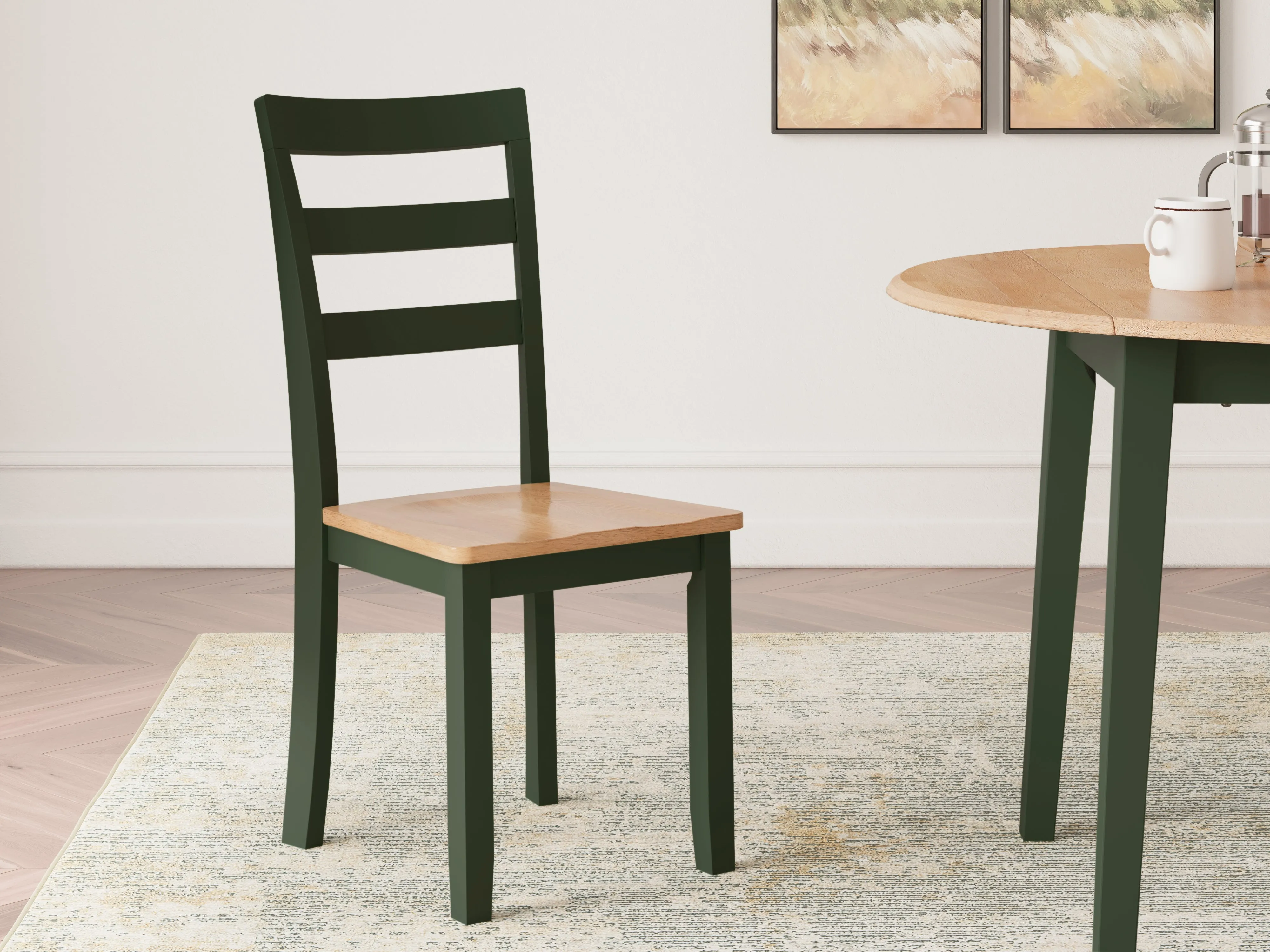 Gesthaven Dining Table and 2 Chairs in Natural/Green