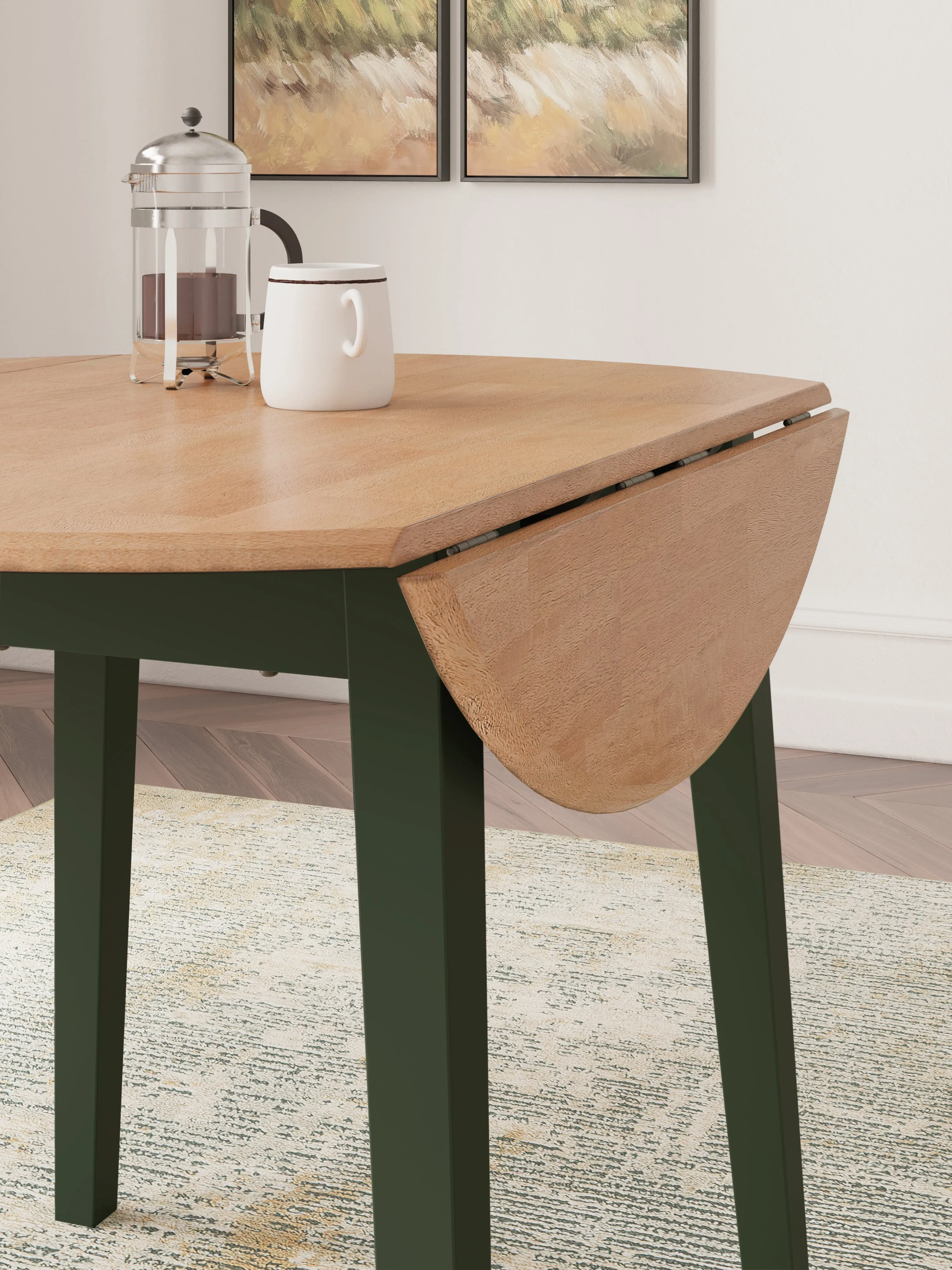 Gesthaven Dining Table and 2 Chairs in Natural/Green
