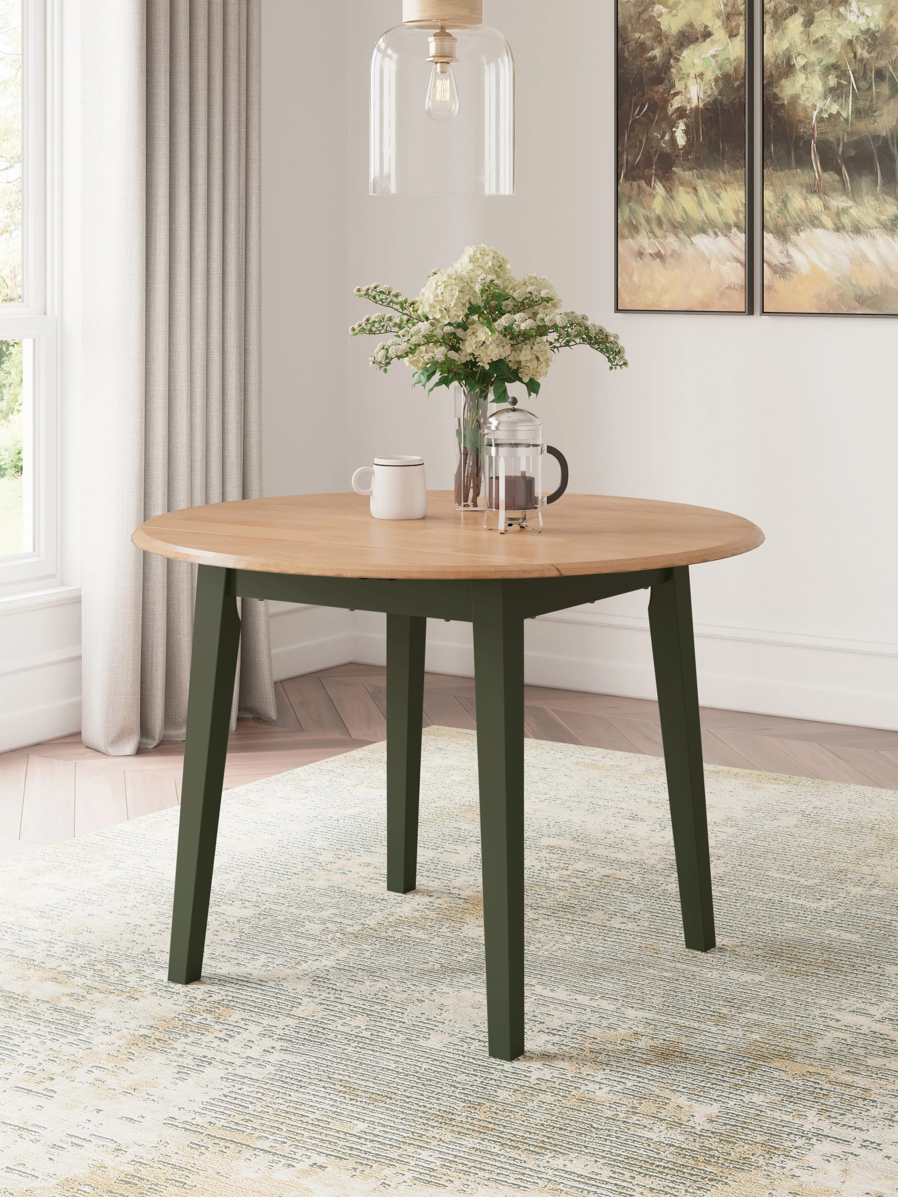 Gesthaven Dining Table and 2 Chairs in Natural/Green