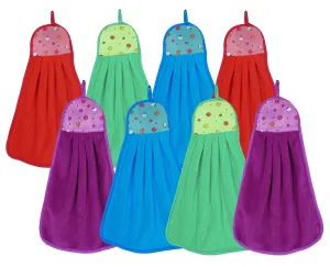Heart Home Soft Cotton Super Absorbent Hanging Napkin|Hand Towel for Washbasin & Kitchen,Pack of 8,(Assorted)