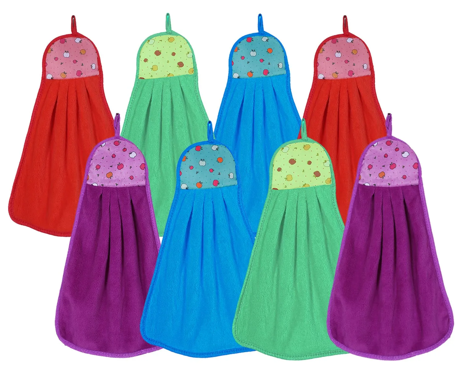 Heart Home Soft Cotton Super Absorbent Hanging Napkin|Hand Towel for Washbasin & Kitchen,Pack of 8,(Assorted)