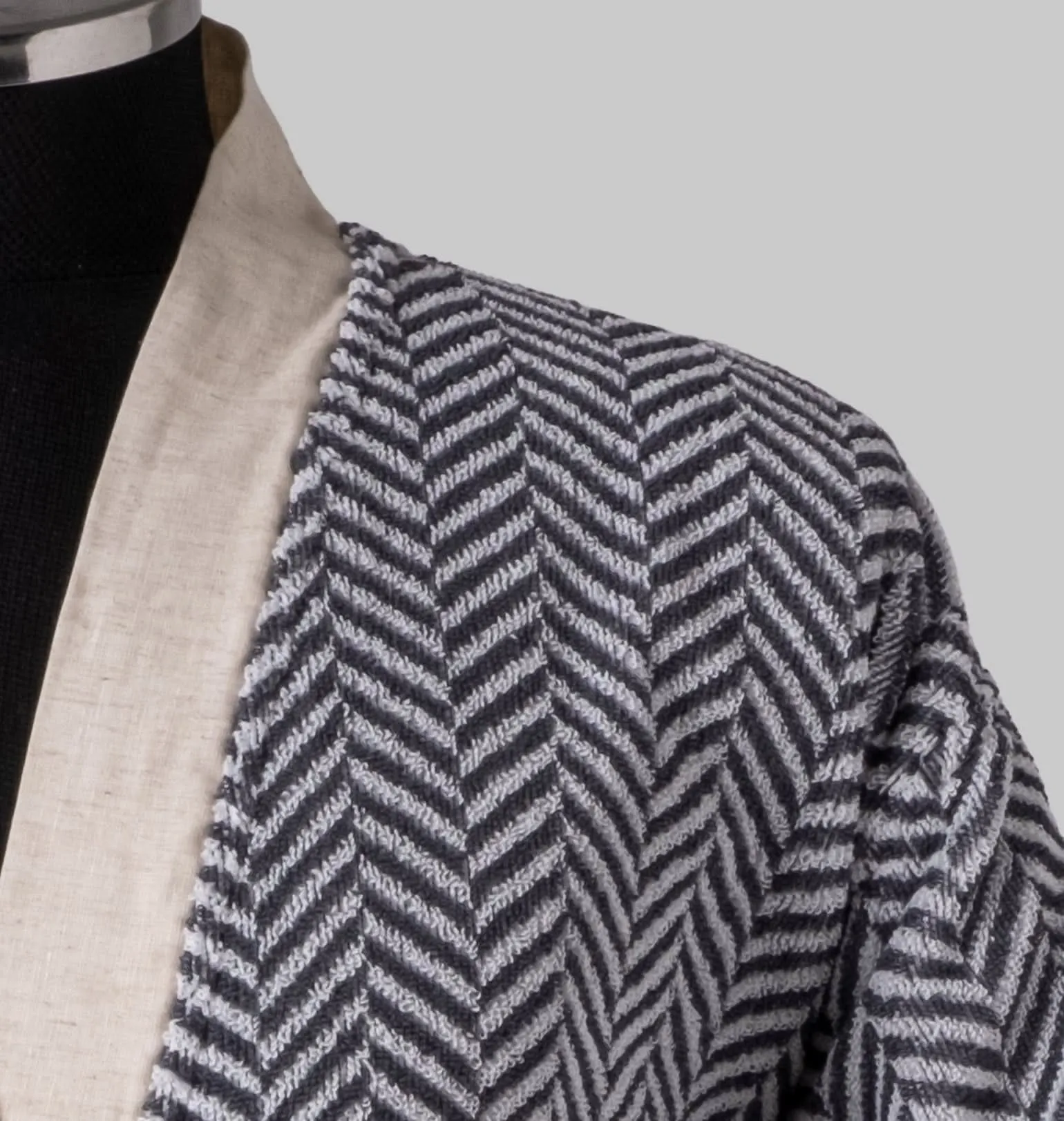 Herringbone Fume Ivory Bathrobe