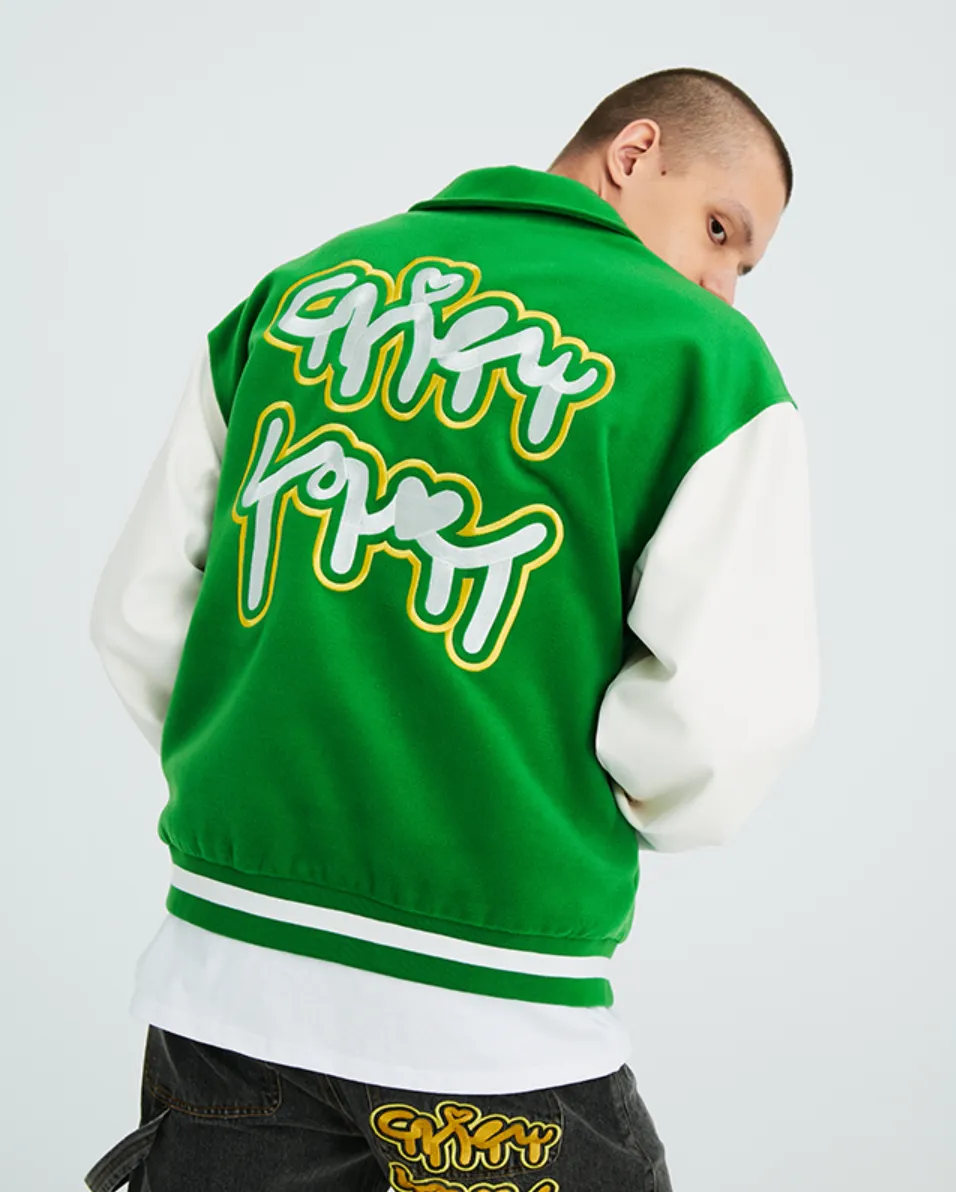 Intricate Puzzle Embroidered Baseball Jacket