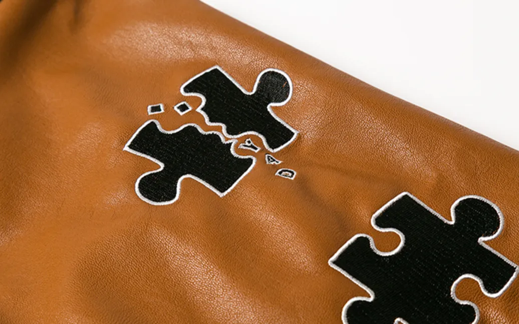 Intricate Puzzle Embroidered Baseball Jacket