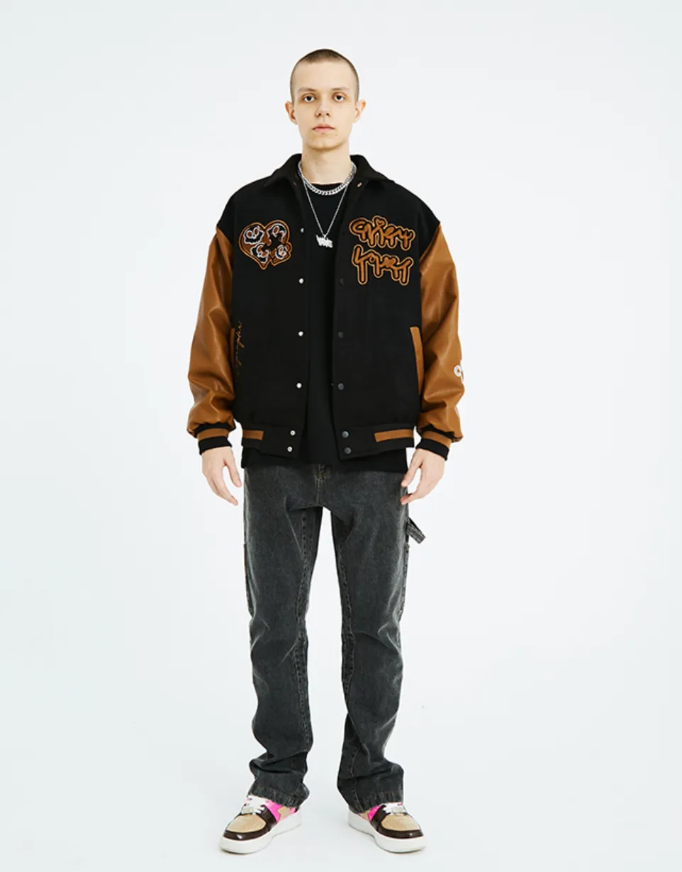 Intricate Puzzle Embroidered Baseball Jacket