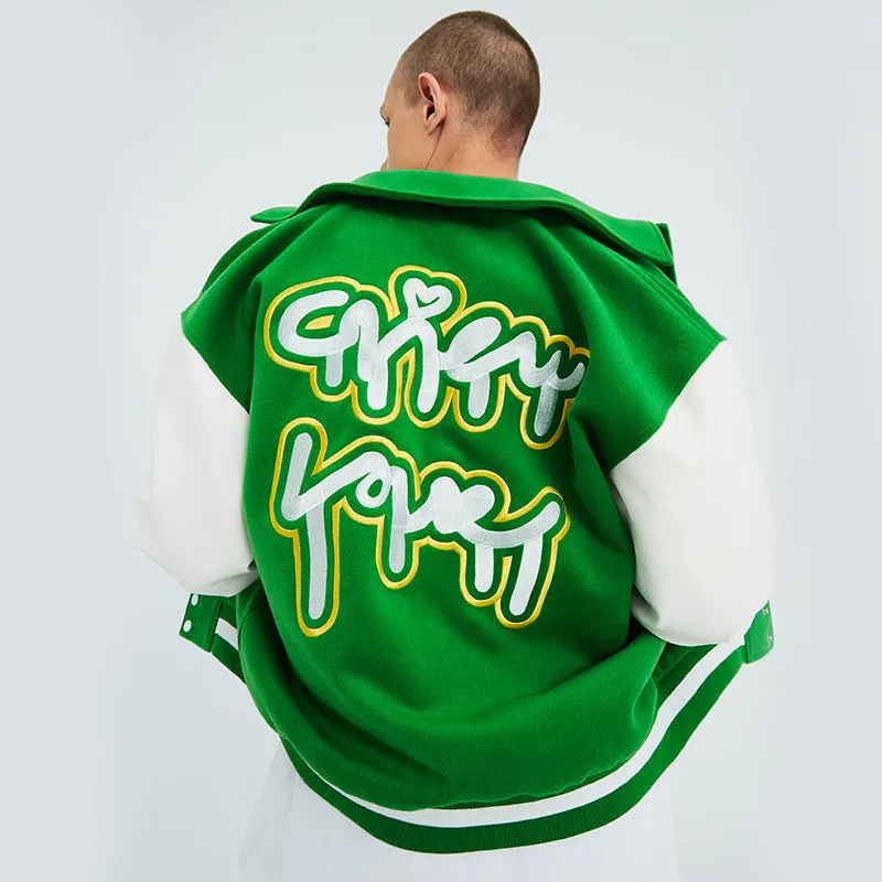 Intricate Puzzle Embroidered Baseball Jacket