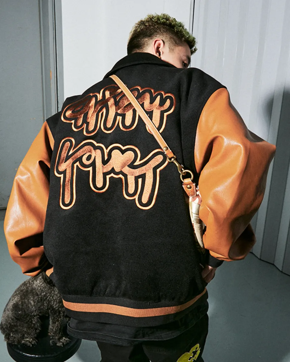 Intricate Puzzle Embroidered Baseball Jacket