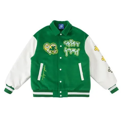 Intricate Puzzle Embroidered Baseball Jacket