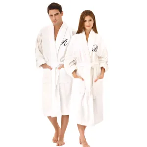 Kaufman - Personalized Terry Cloth Bathrobes 100% Cotton Embroidered Velour Shawl Set of Two Spa Robes 2-Pack (Initials)