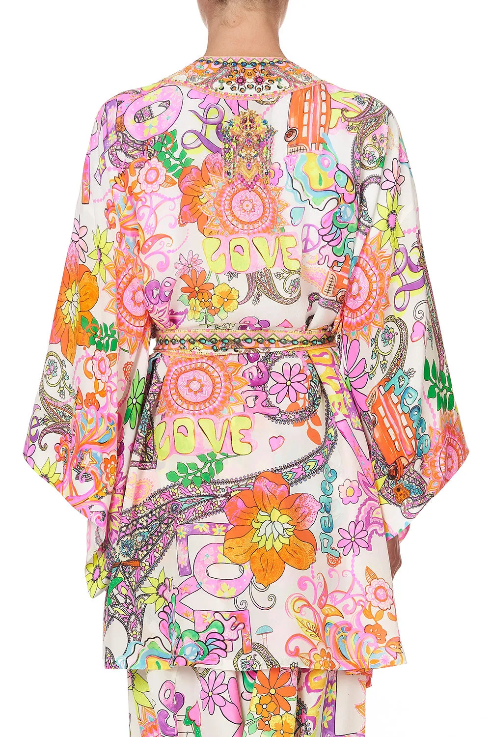 KIMONO WITH TIE BELT LET THE SUN SHINE