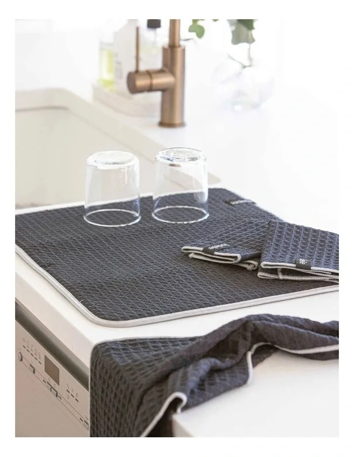 Ladelle Mega Waffle Microfibre Kitchen Set - Black