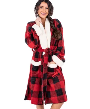 Lazyone Women's Moose Plaid Robe