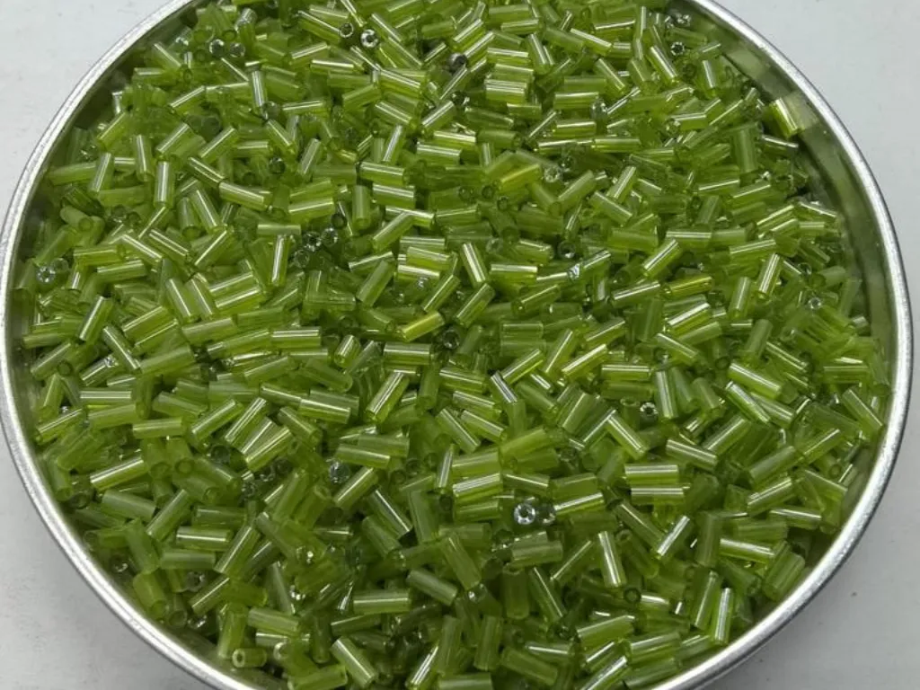 Light Green Transparent Pipe Glass Seed Beads- 4.5 mm (Wholesale)