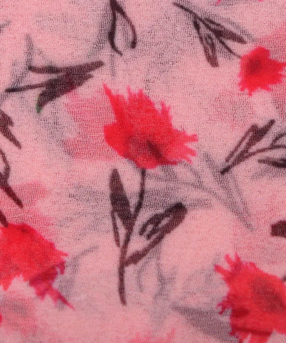 Light Pink Colour Floral Print Georgette Fabric