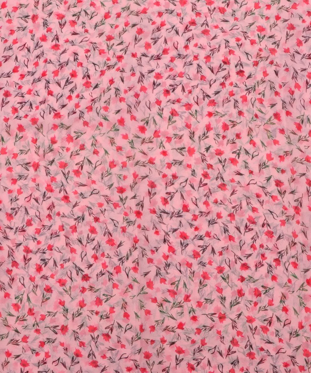 Light Pink Colour Floral Print Georgette Fabric