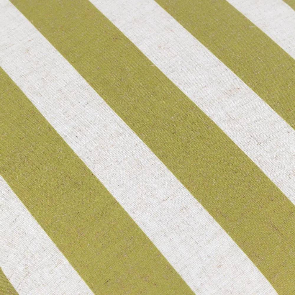 Linen Stripe Printed Ruffle Cushion Linen/Olive